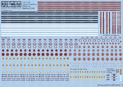 Warbird Decals 1/48 B24, B25, B26 P61 USAAF General Stenciling & Warning Markings