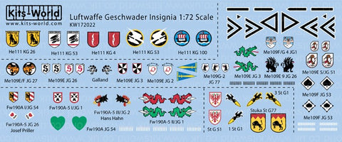 Warbird Decals 1/72 Luftwaffe Geschwader Insignia (26 Designs)