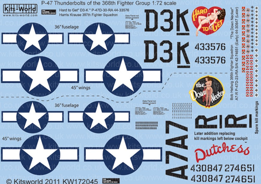 Warbird Decals 1/72 P47D Hard to Get, The Down Necker