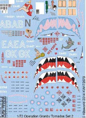 Warbird Decals 1/72 Operation Granby Tornado Set 2: Nikki, Nora Batty Snoopy Airways, Gulf Killer, Mig Eater, Alarm Belle