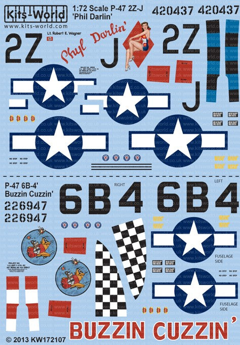 Warbird Decals 1/72 P47D Phyl Darlin, Buzzin Cuzzin