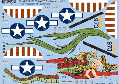 Warbird Decals 1/72 B24J Dragon & His Tail 64th Bomb Sq/43rd Bomb Group