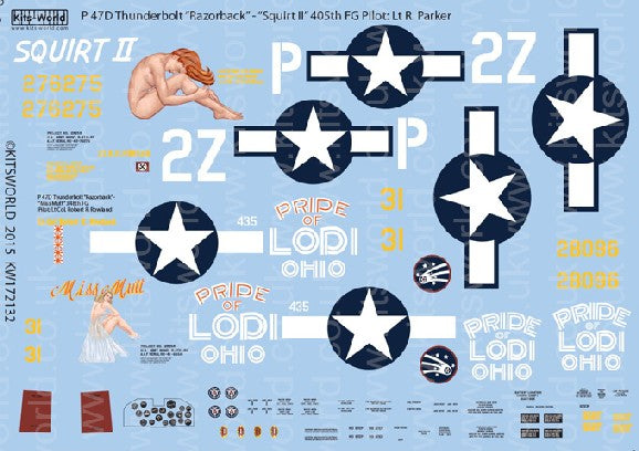 Warbird Decals 1/72 P47D Squirt II, Miss Mutt Pride of Lodi Ohio