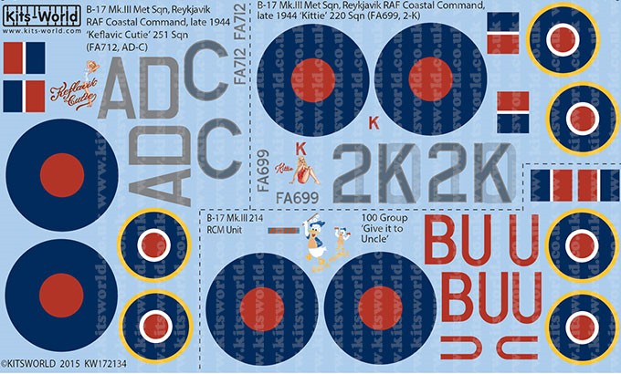 Warbird Decals 1/72 B17 Mk III Kittie, Keflavic Cutie, Give it to Uncle