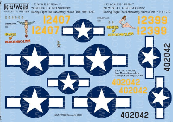 Warbird Decals 1/72 B17E No7 & 13 Nemesis of Aeroembolism