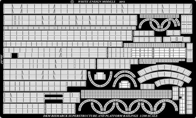 White Ensign Details 1/200 Bismarck Railings for TSM Detail Set